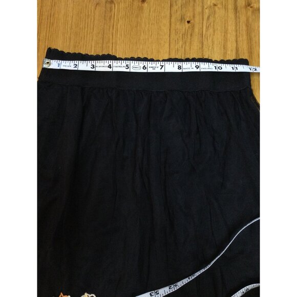 Magic Black Whimsigoth Skirt Dark Floral Embroidery Mesh Overlay Size M Pull On - Picture 7 of 8
